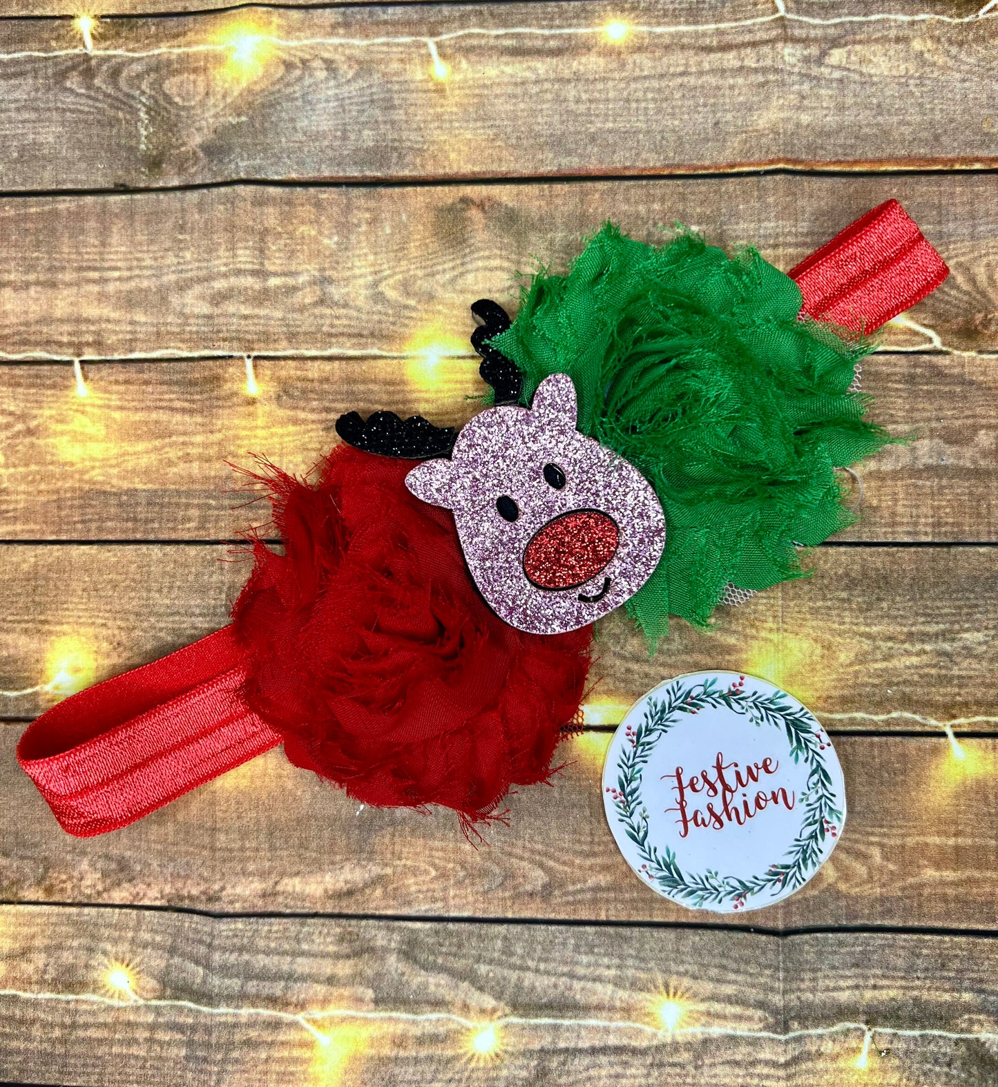 Baby Elastic Headband with Glittery Christmas Character (assorted designs)