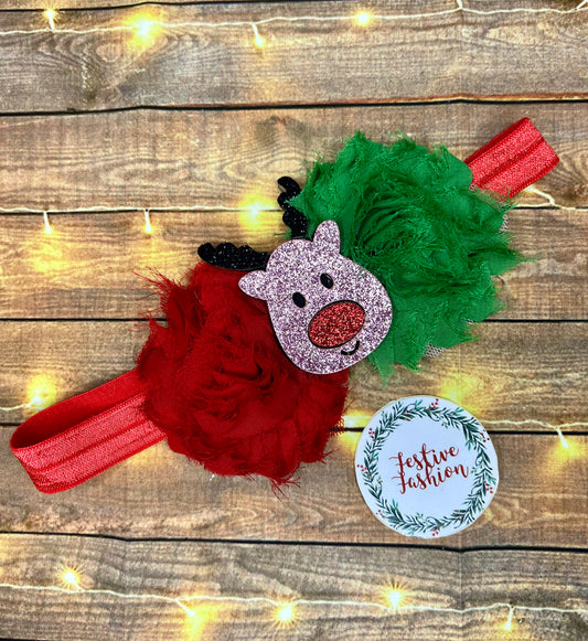 Baby Elastic Headband with Glittery Christmas Character (assorted designs)