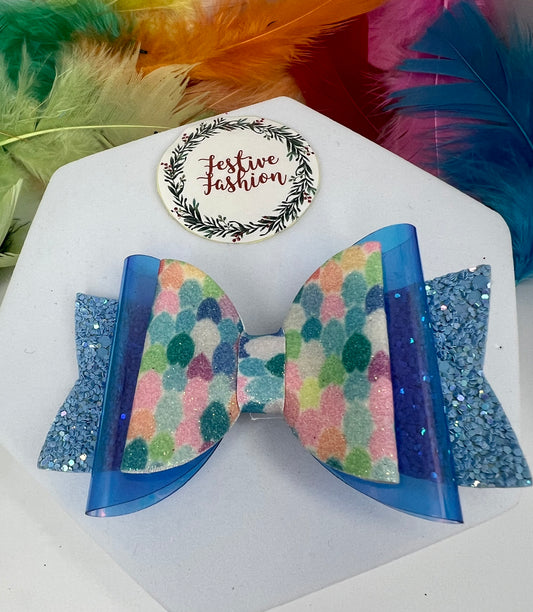 Glitter Vinyl Mermaid Bow Hair Clips