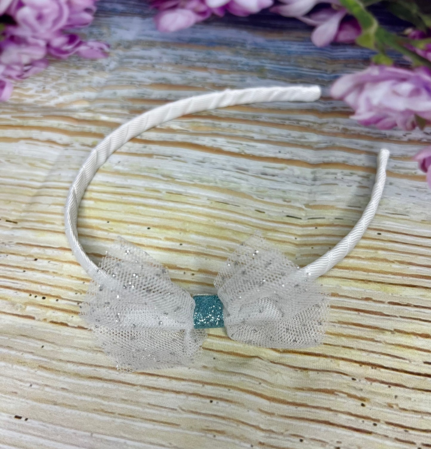 Frozen-Inspired Headband – Turquoise & Silver Tutu Bow