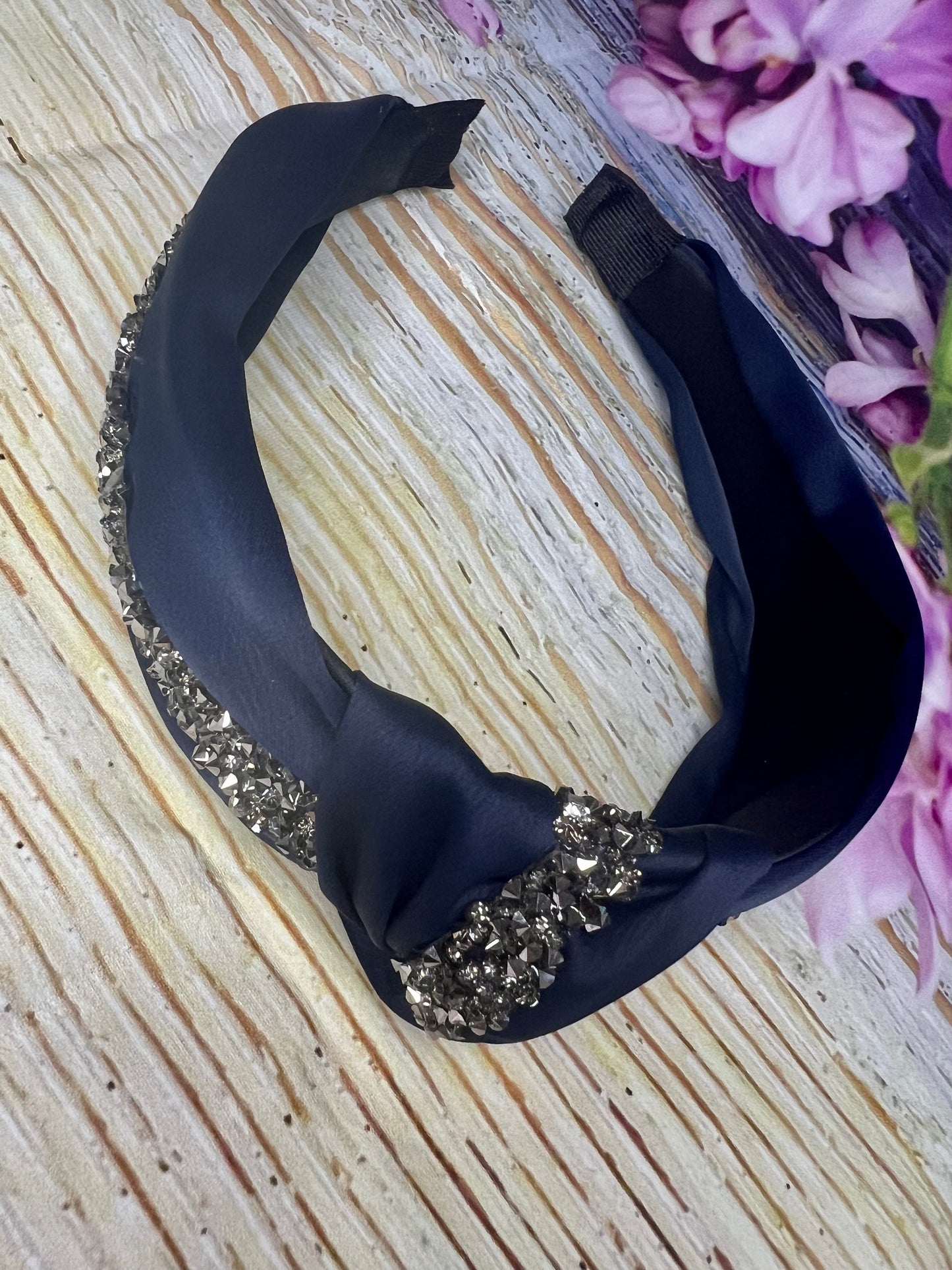 Satin Knotted Headband with Crystals