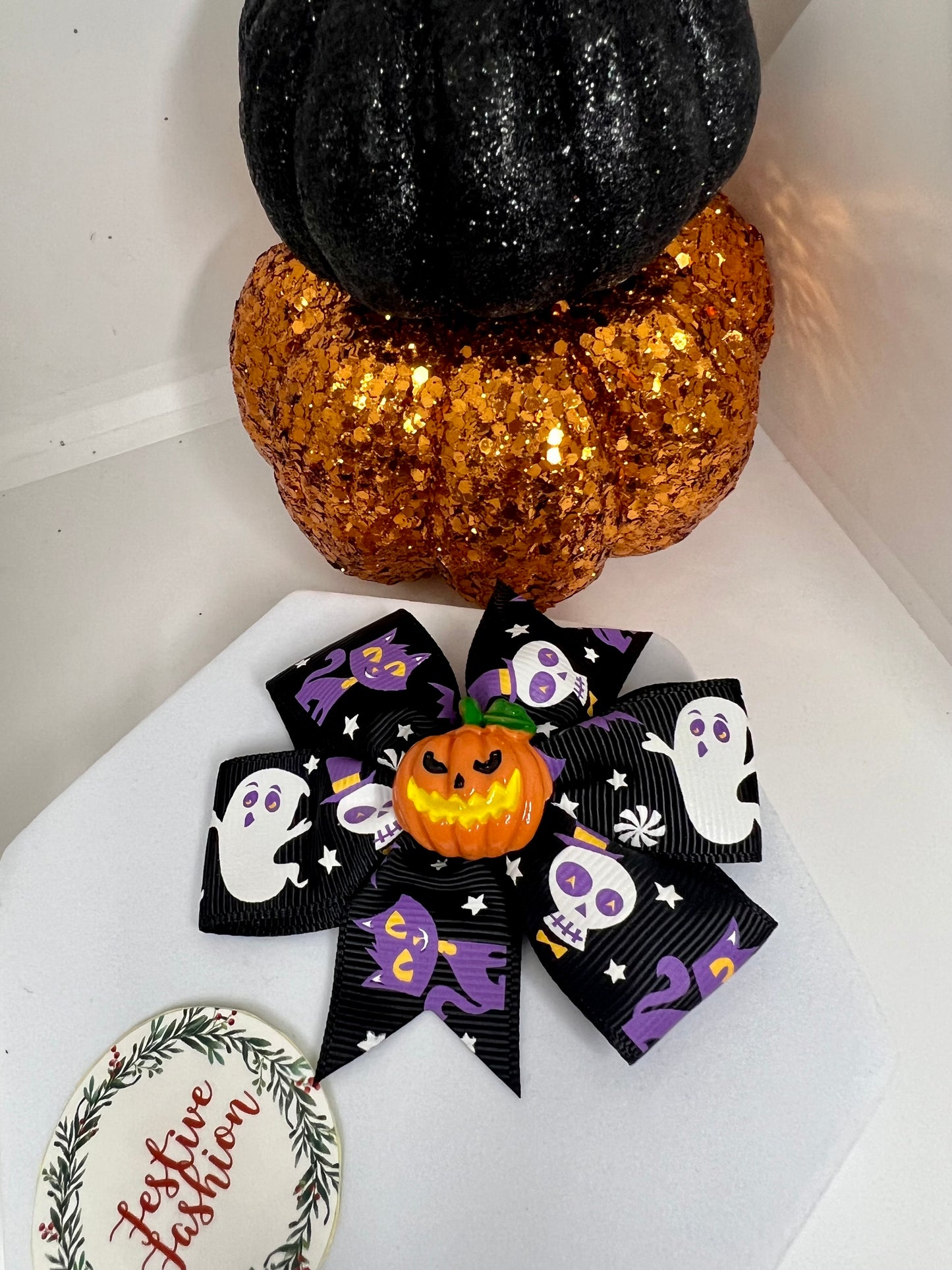 Fancy Halloween Ribbon Hair Clip Bows