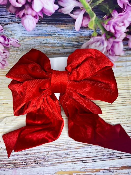 Large Red Velvet Bow Hair Clip