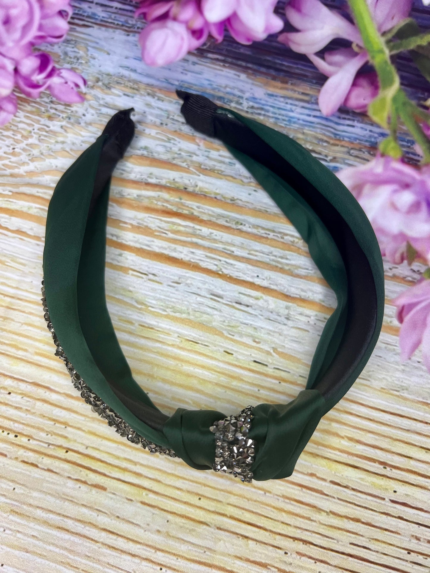 Satin Knotted Headband with Crystals