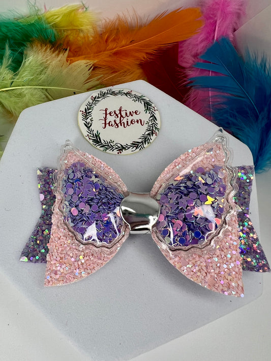 Glitter-Filled Wings Bow Hair Clips