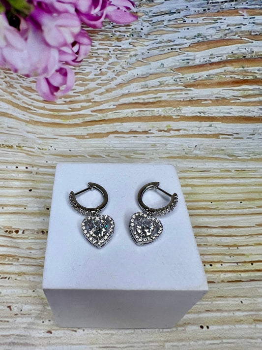 Diamanté Heart Hoop Earrings