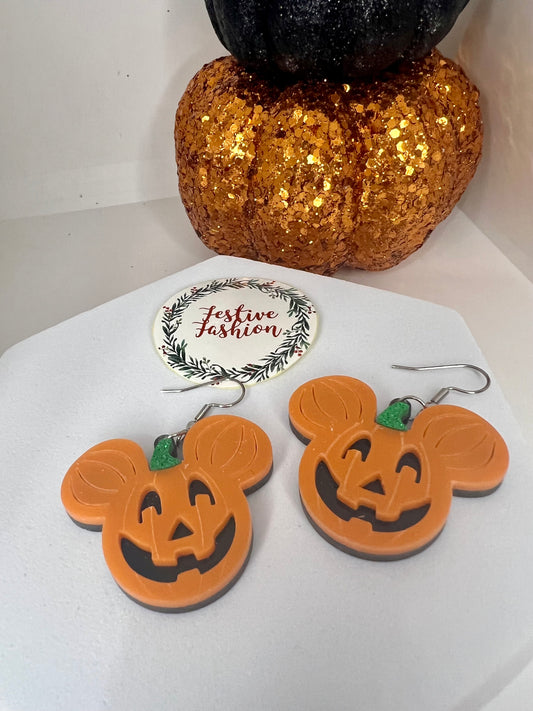 Pumpkin Mouse Dangle Earrings