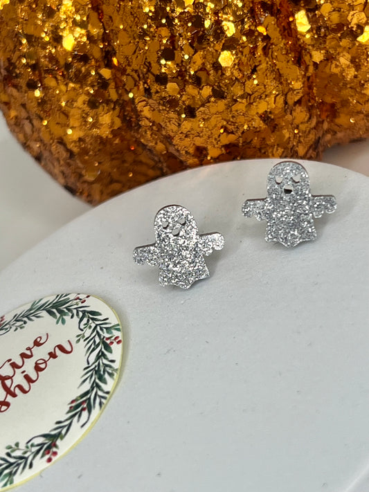 Glittery Ghost Stud Earrings