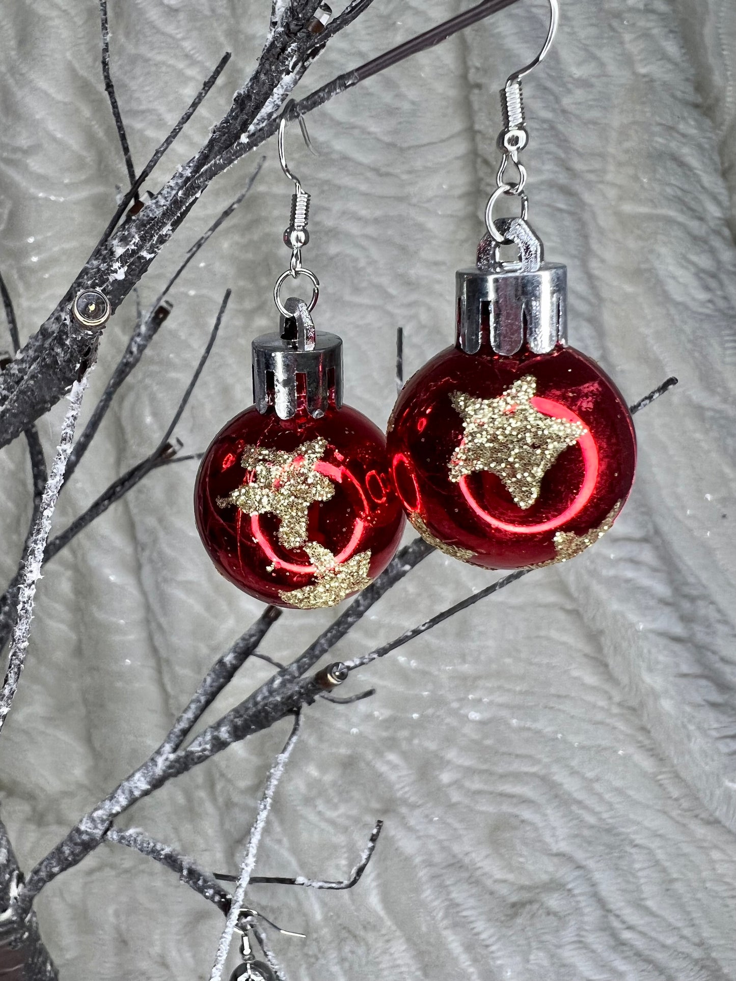 Patterned Christmas Bauble Earrings - Assorted Designs