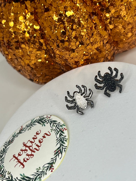 Glittery Spider Stud Earrings