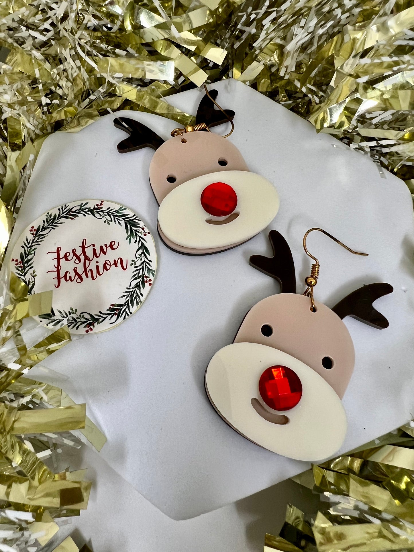 Large Acrylic Christmas Statement Earrings (assorted designs)