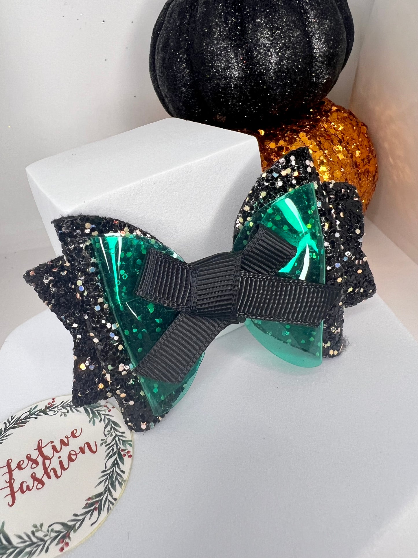 Halloween Glitter Bow Hair Clips