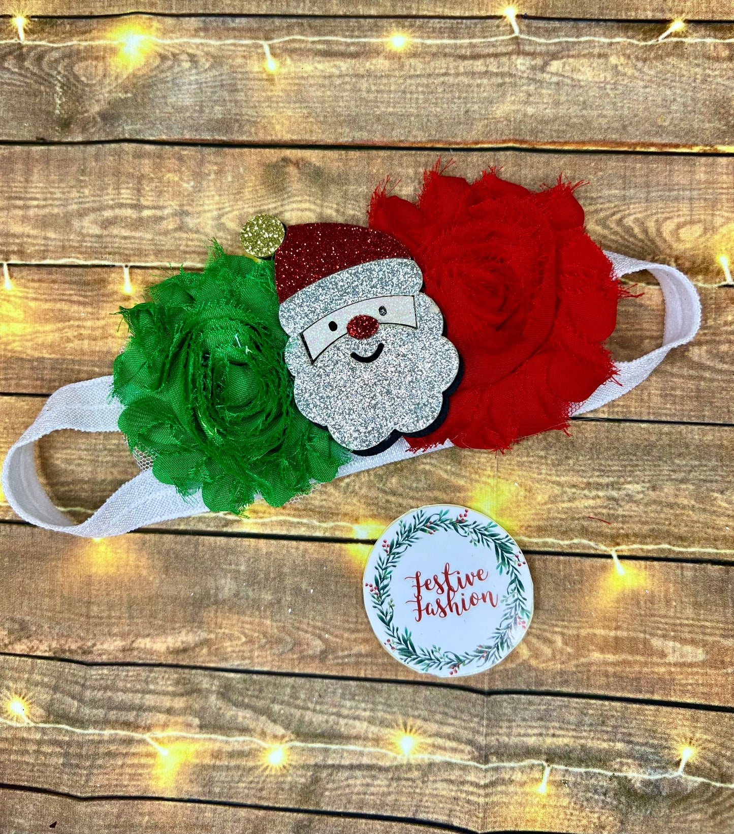 Baby Elastic Headband with Glittery Christmas Character (assorted designs)
