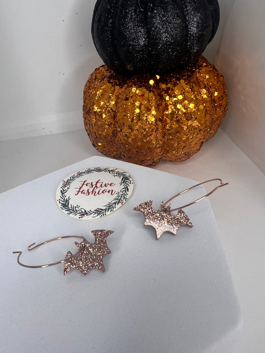 Glittery Bat Dangle Earrings