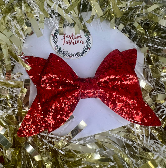 Glitter Bow Hair Clips