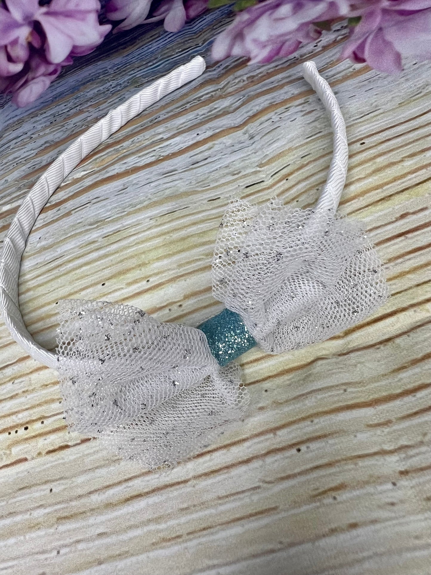 Frozen-Inspired Headband – Turquoise & Silver Tutu Bow