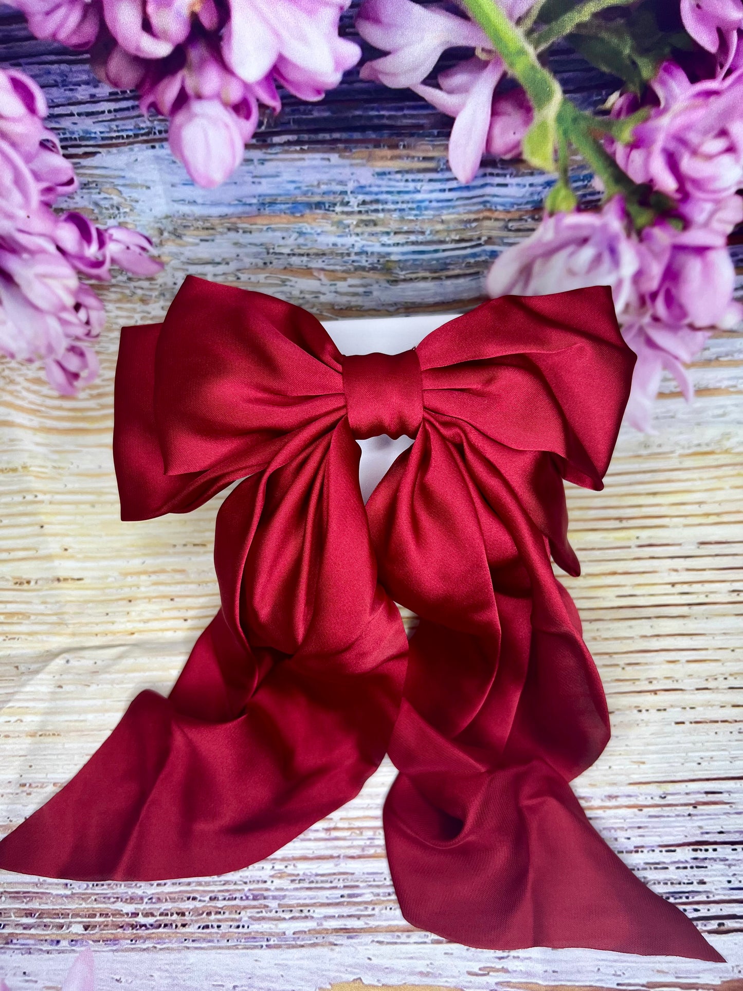 Large Red Satin Bow Hair Clip