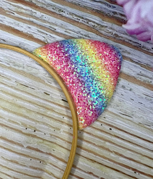 Rainbow Glitter Cat Ear Headband