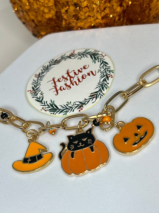 Gold Halloween Charm Bracelet