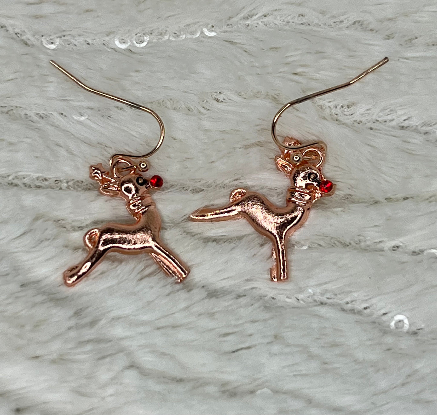 Rose Gold Christmas Dangle Earrings (assorted designs)
