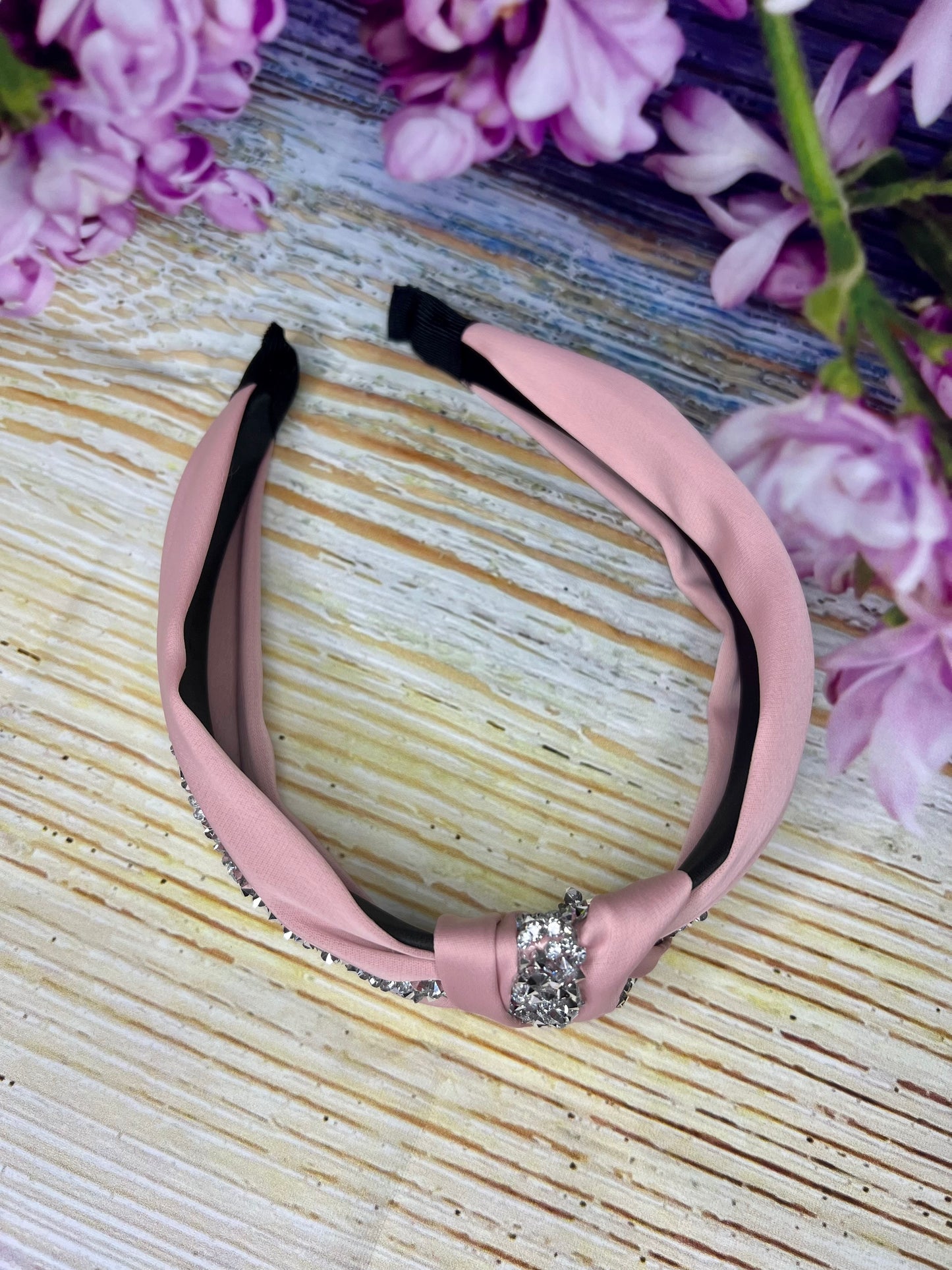 Satin Knotted Headband with Crystals