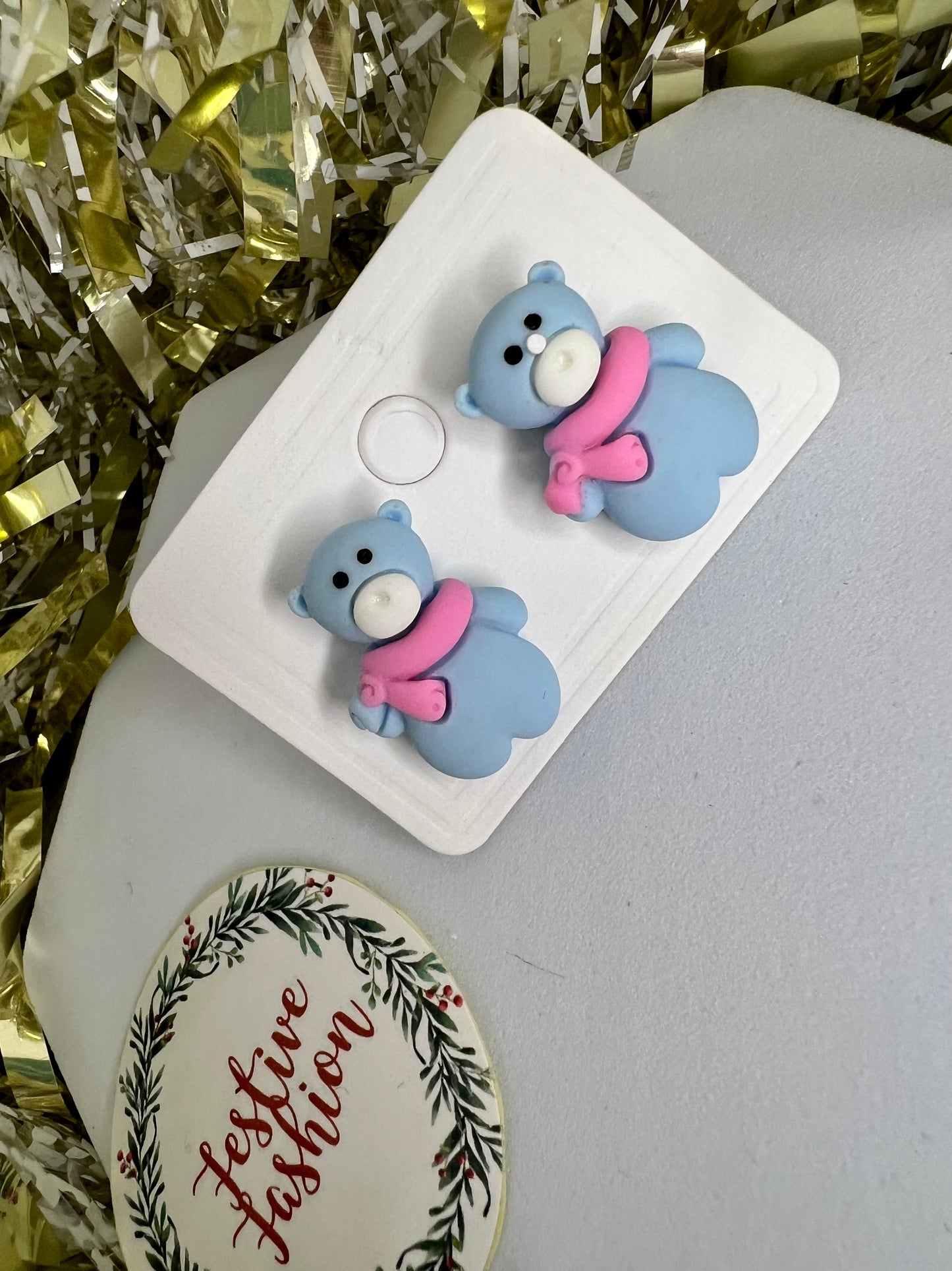 Christmas Character Polymer Clay Stud Earrings (assorted designs)