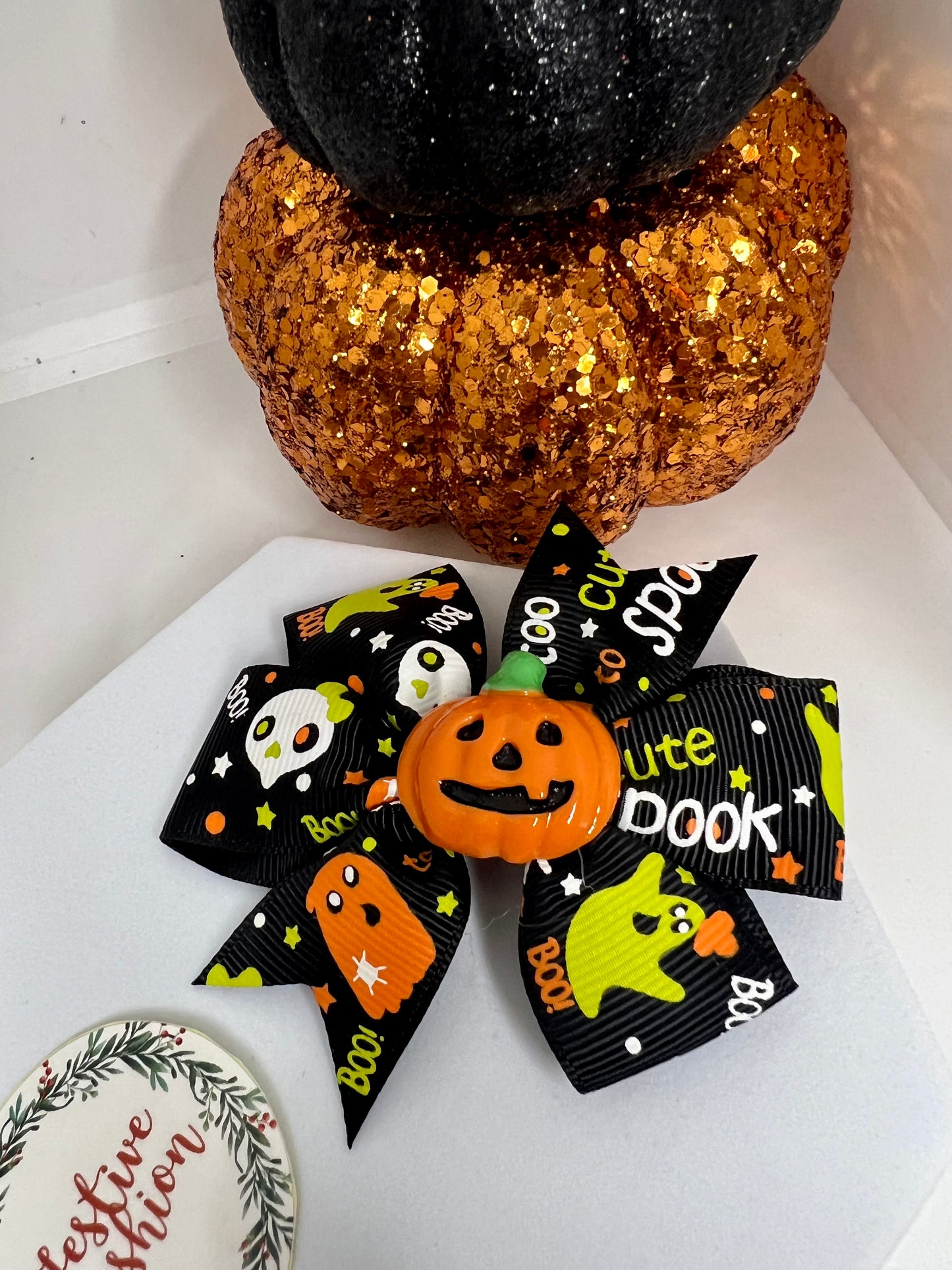 Fancy Halloween Ribbon Hair Clip Bows