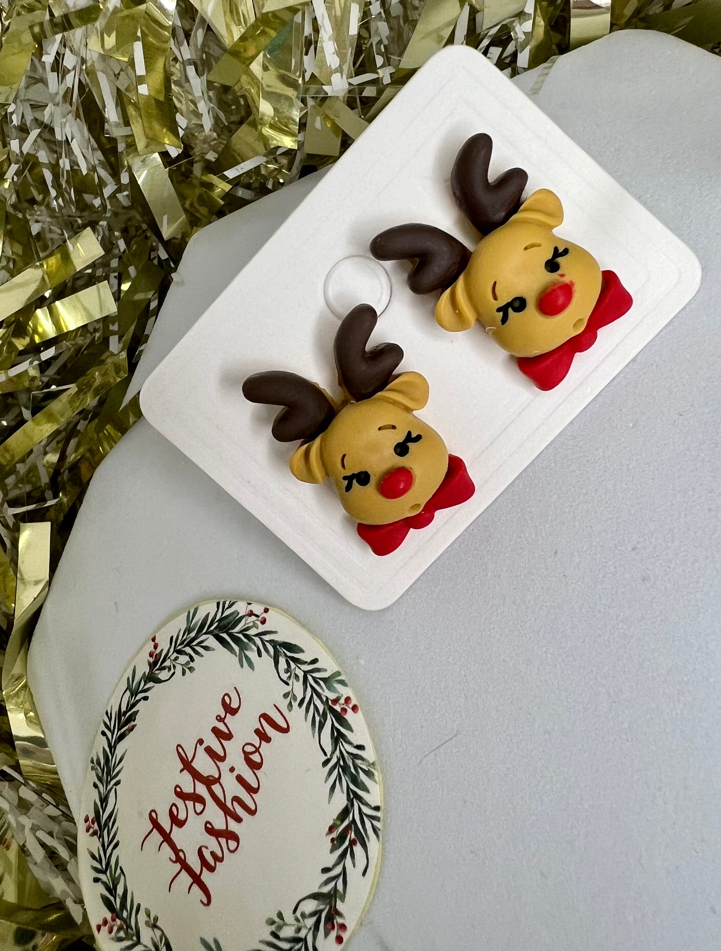 Christmas Character Polymer Clay Stud Earrings (assorted designs)