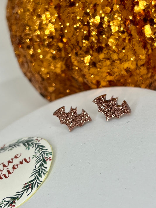 Glittery Bat Stud Earrings