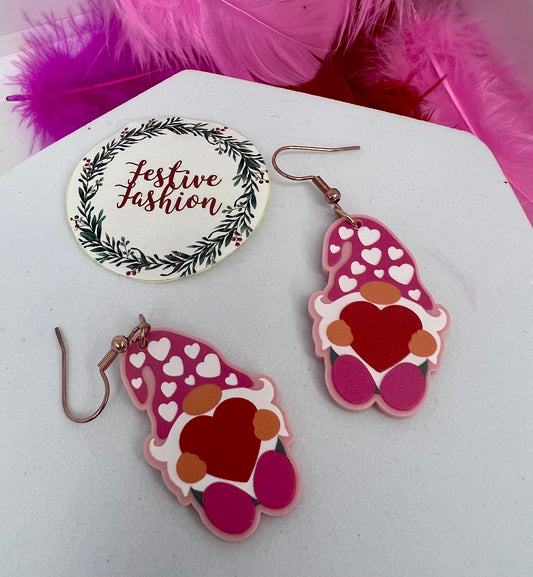 Pink Gonk Valentine Earrings