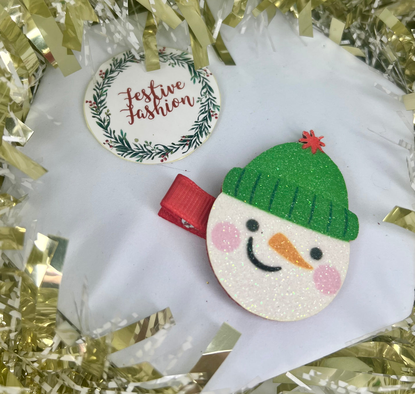 Set of 2 Large Glittery Christmas Character Hair Clips (assorted designs)