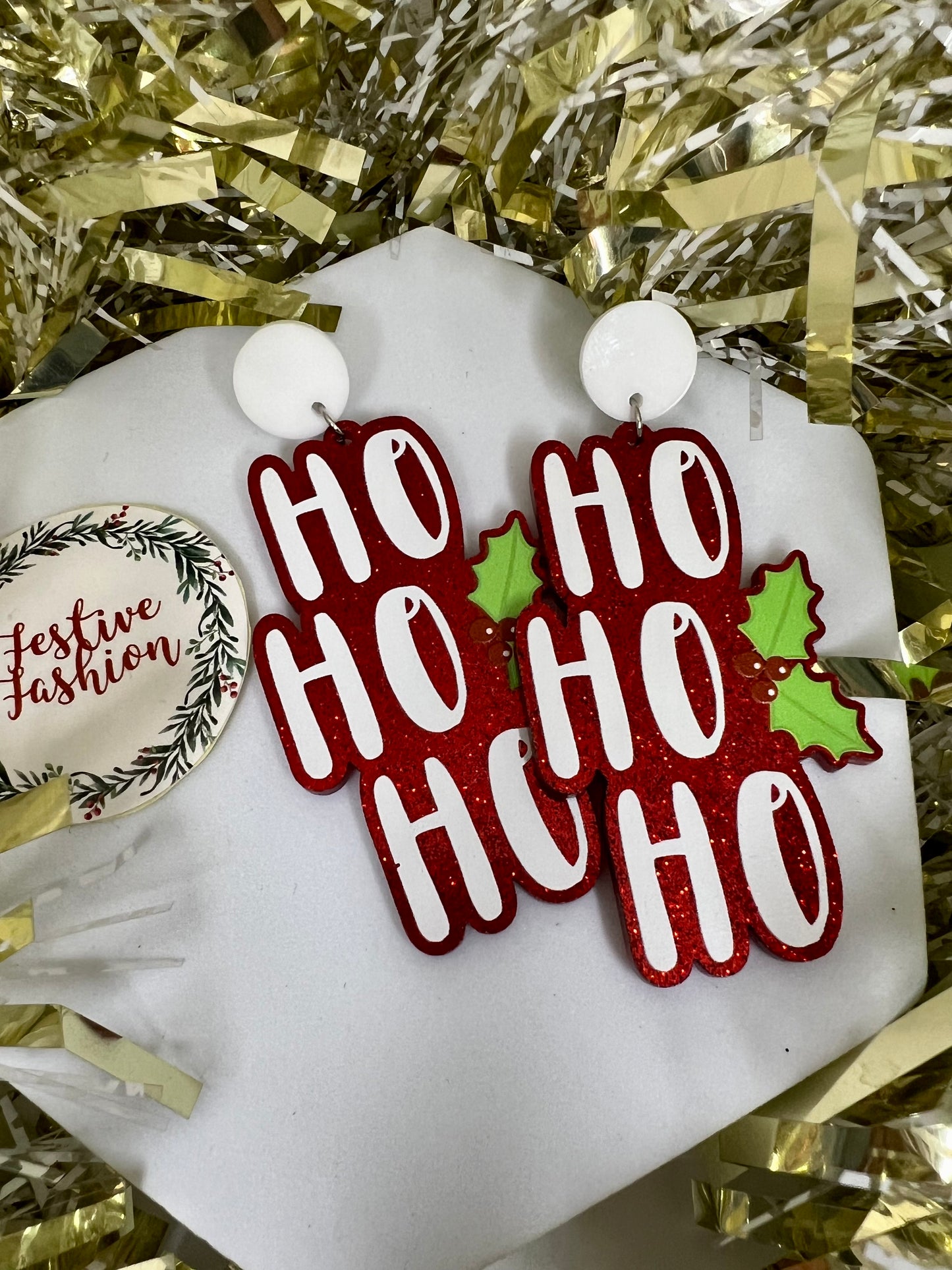 Large Acrylic Christmas Statement Earrings (assorted designs)