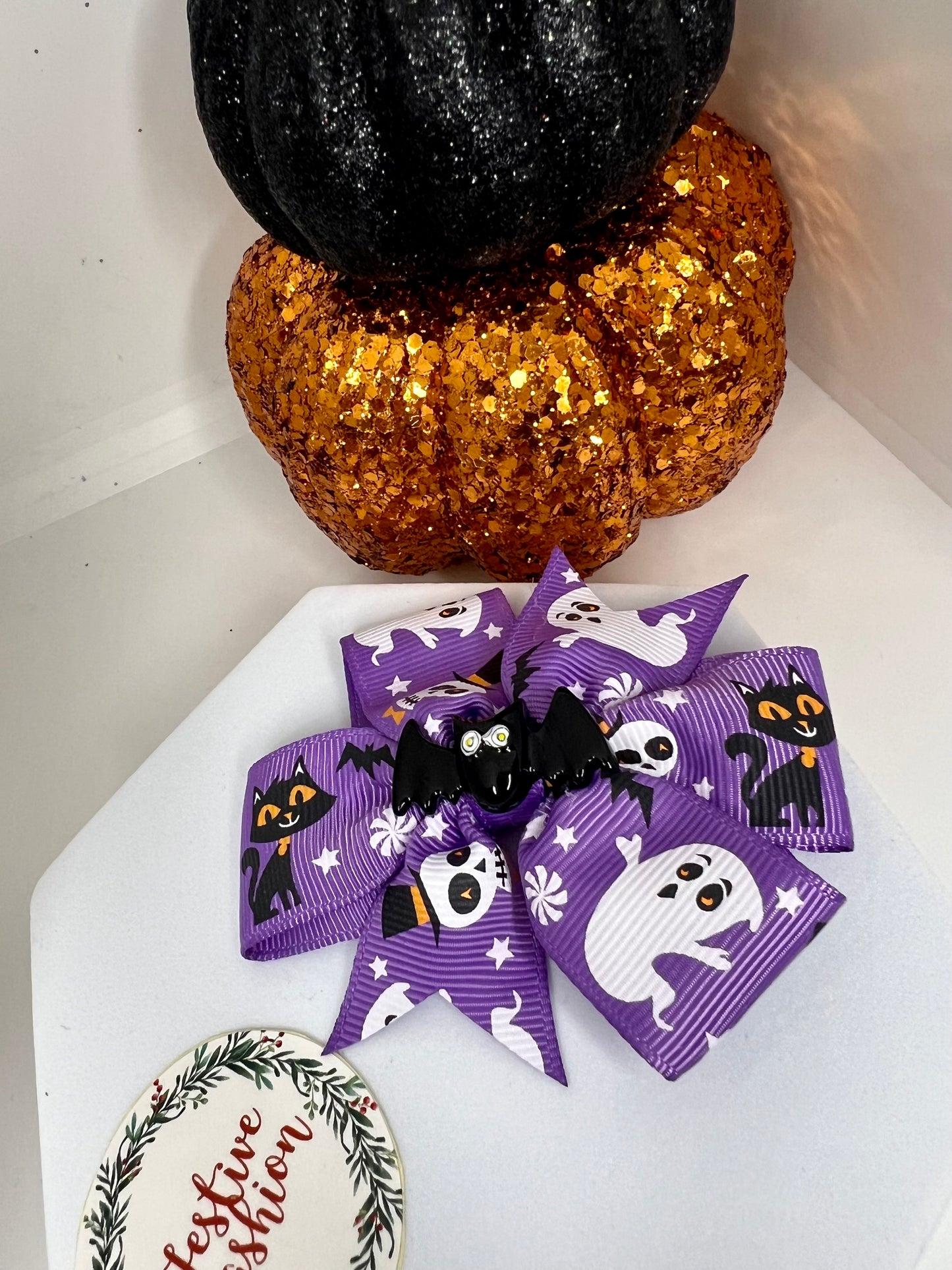 Fancy Halloween Ribbon Hair Clip Bows
