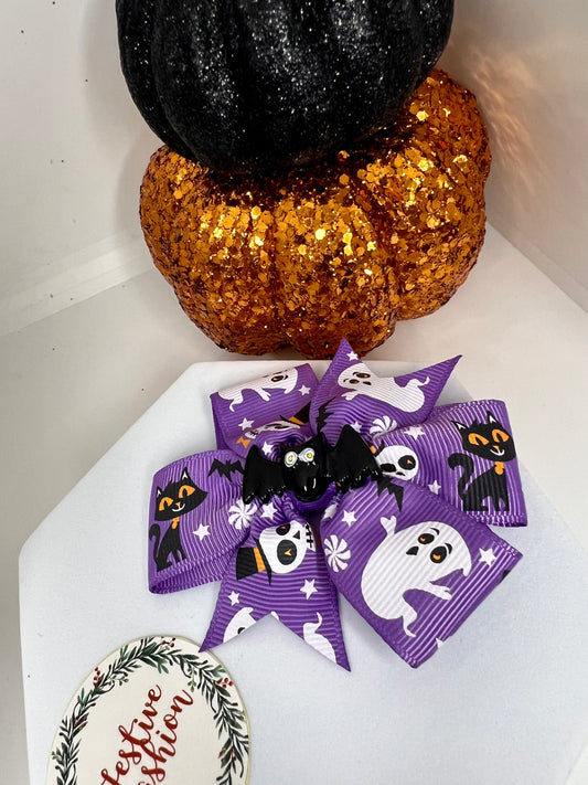 Fancy Halloween Ribbon Hair Clip Bows
