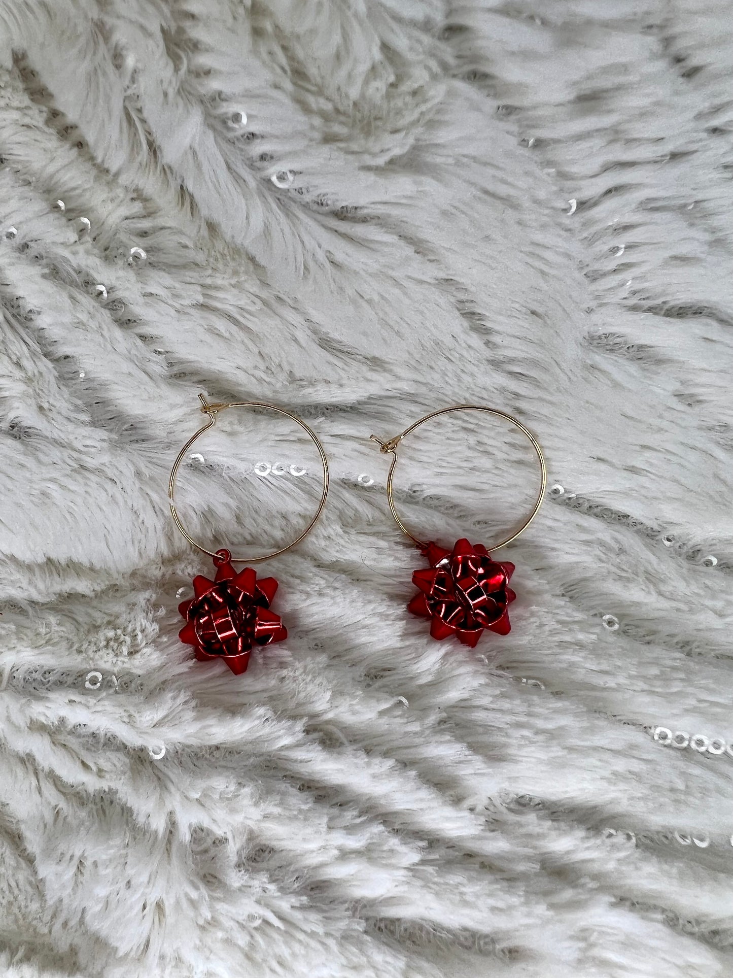 Gold Christmas Hoop Earrings (assorted designs)