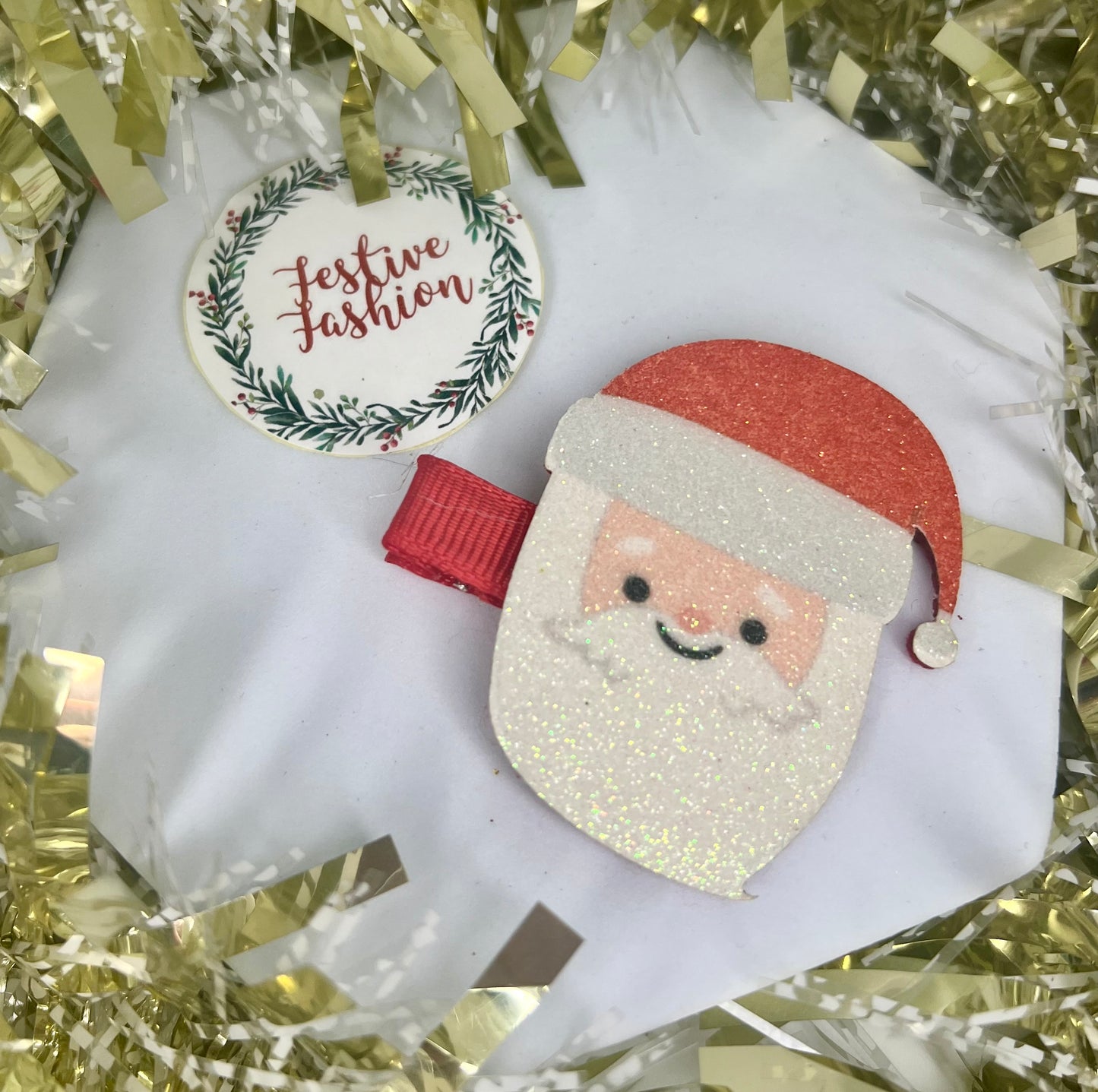 Set of 2 Large Glittery Christmas Character Hair Clips (assorted designs)