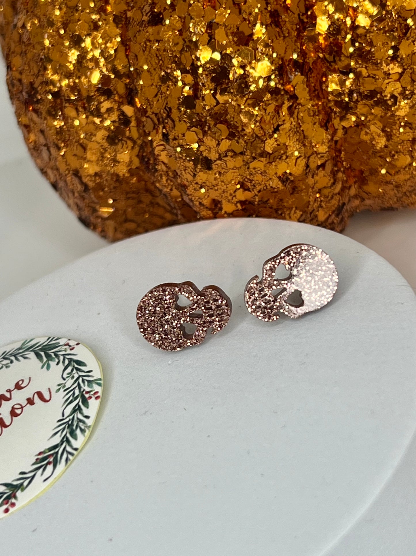 Glittery Skull Stud Earrings