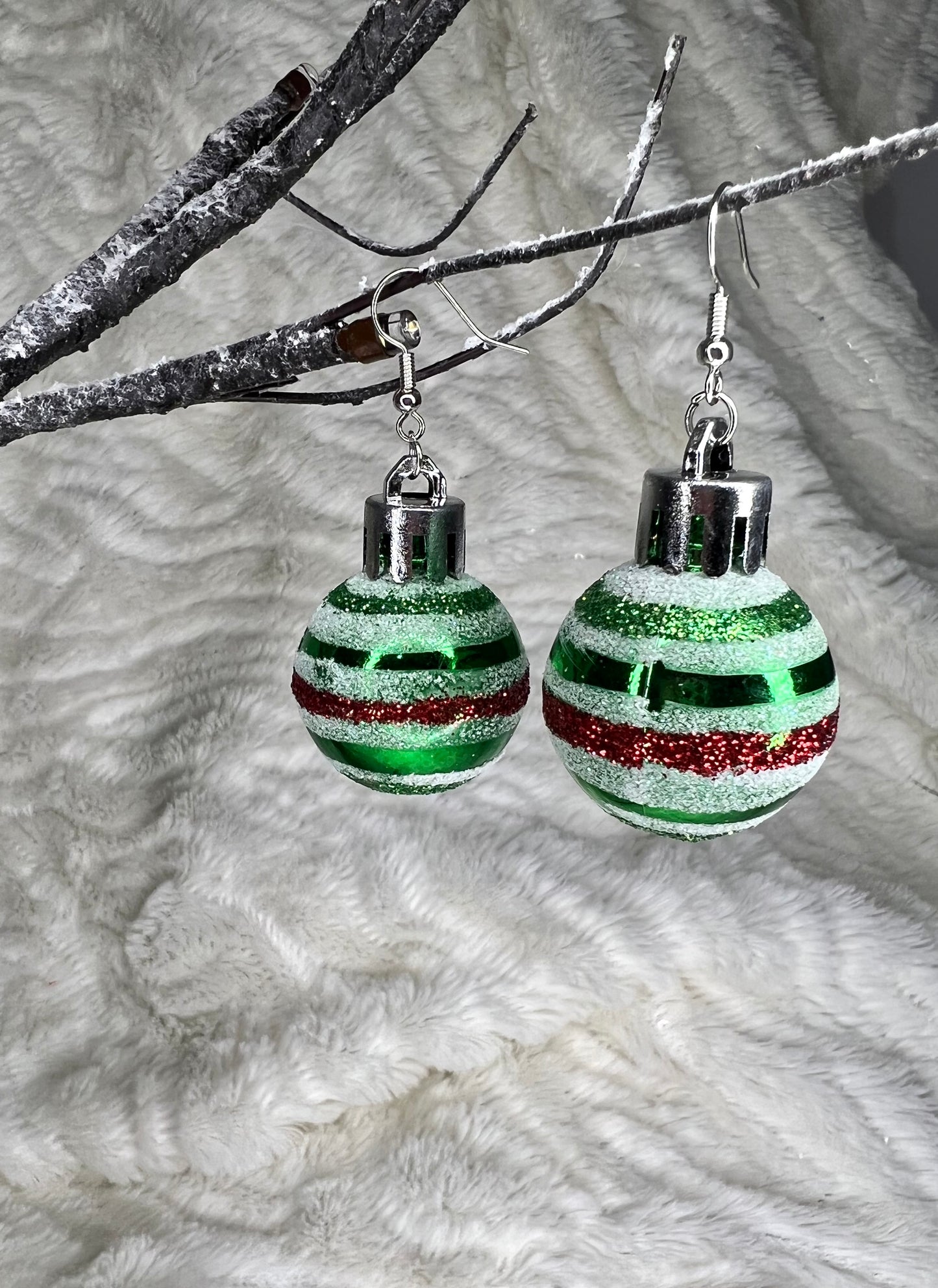 Patterned Christmas Bauble Earrings - Assorted Designs