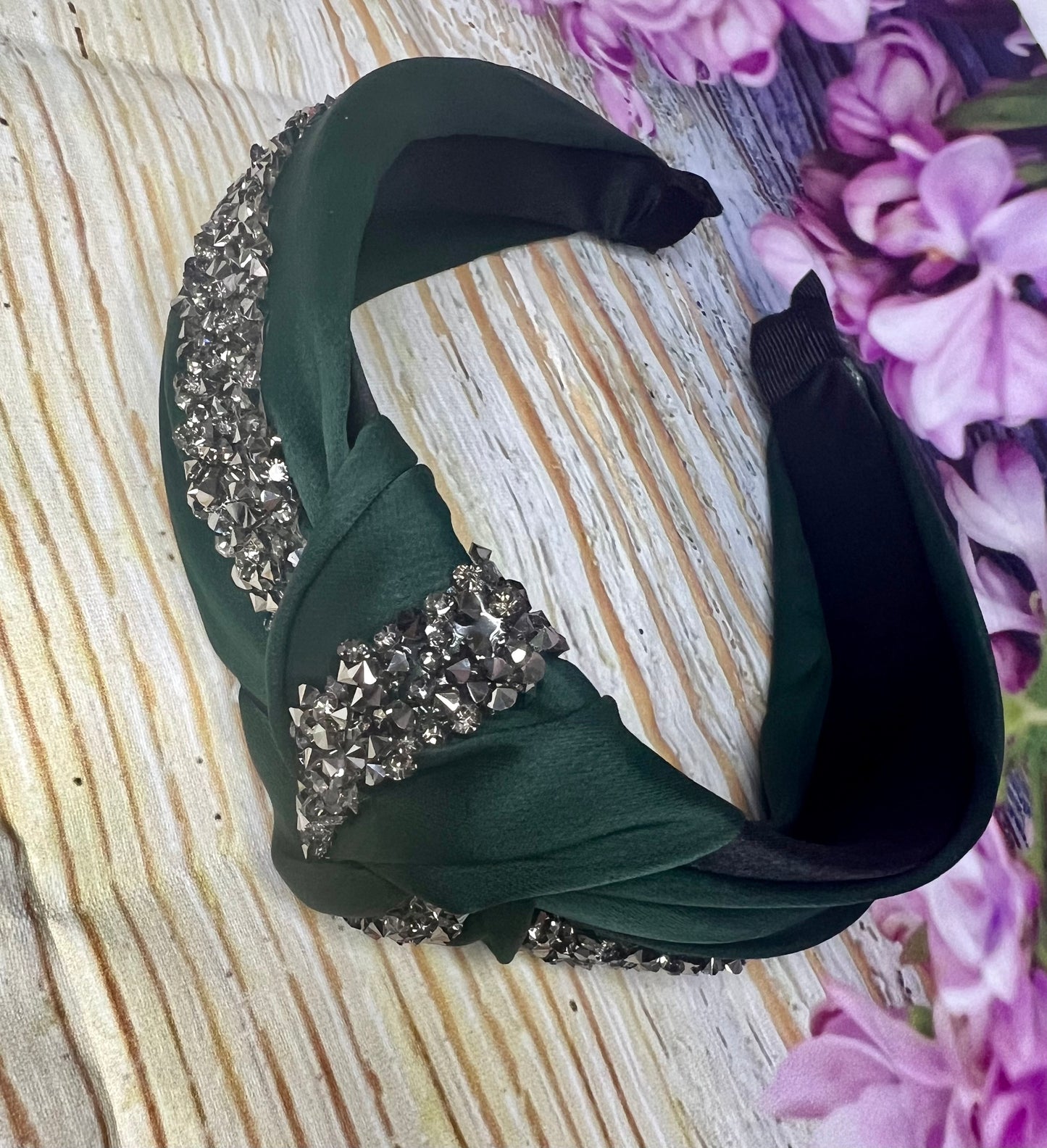 Satin Knotted Headband with Crystals
