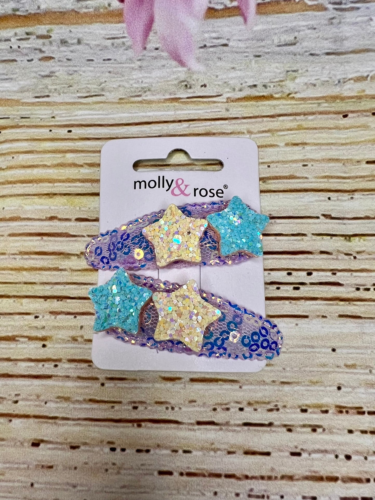 Set of 2 Glitter Heart or Star Hair Clips - Various designs