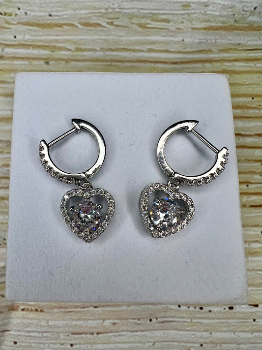 Diamanté Heart Hoop Earrings