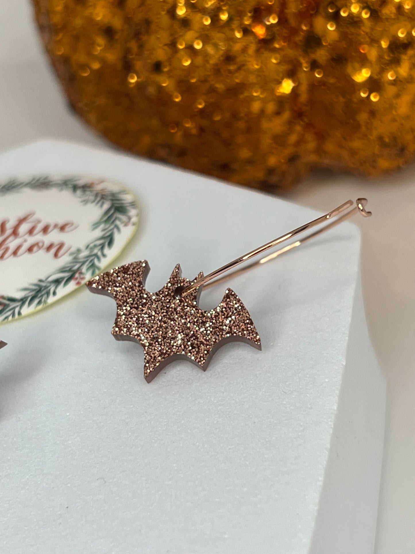 Glittery Bat Dangle Earrings