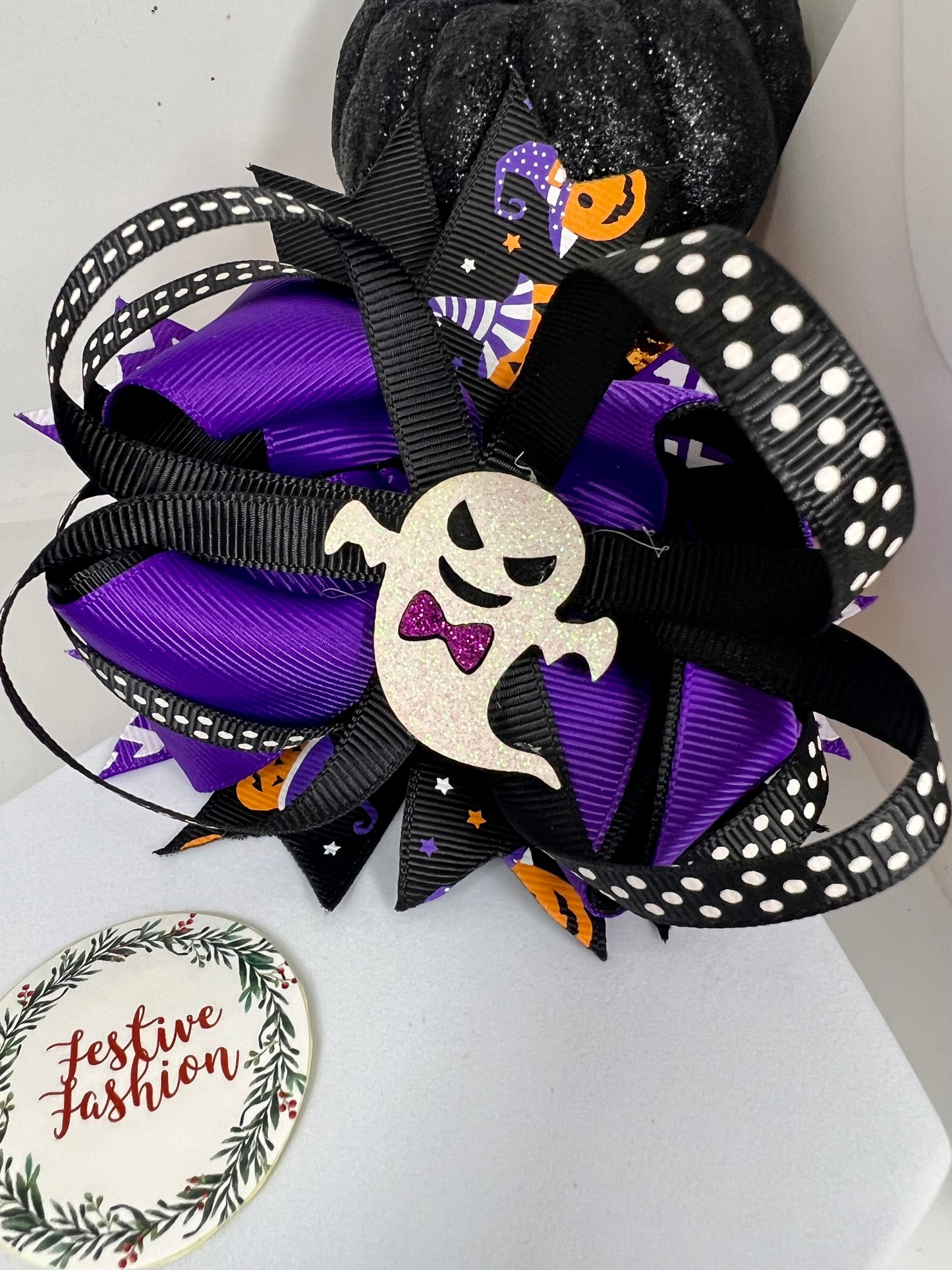Fancy Halloween Ribbon Hair Clip Bows