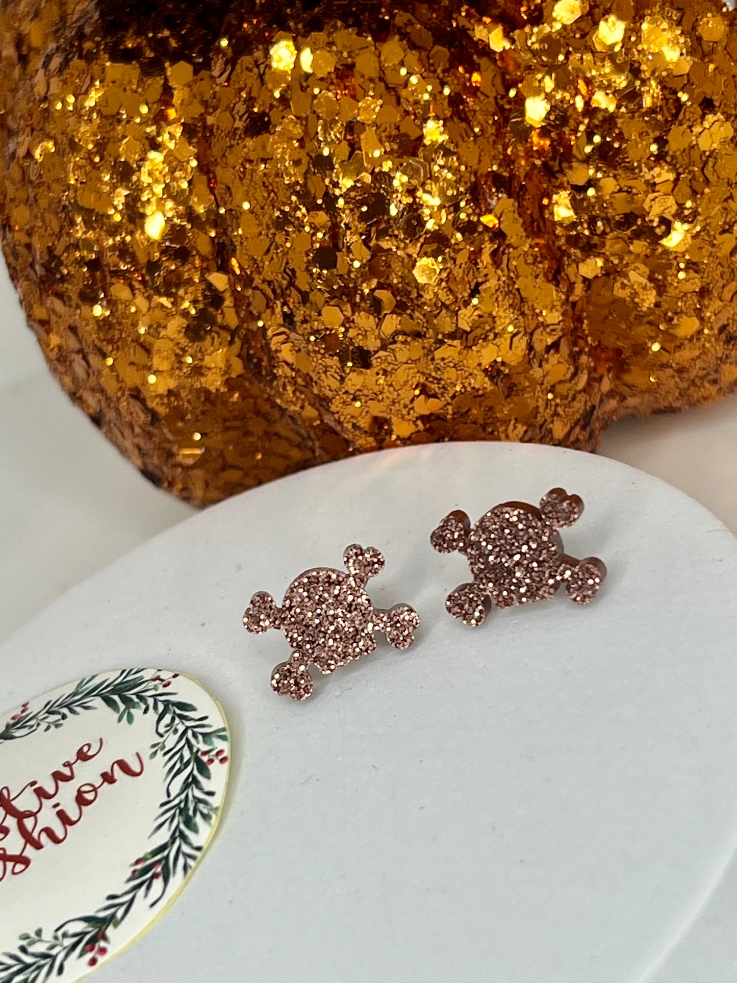 Glittery Skull Stud Earrings