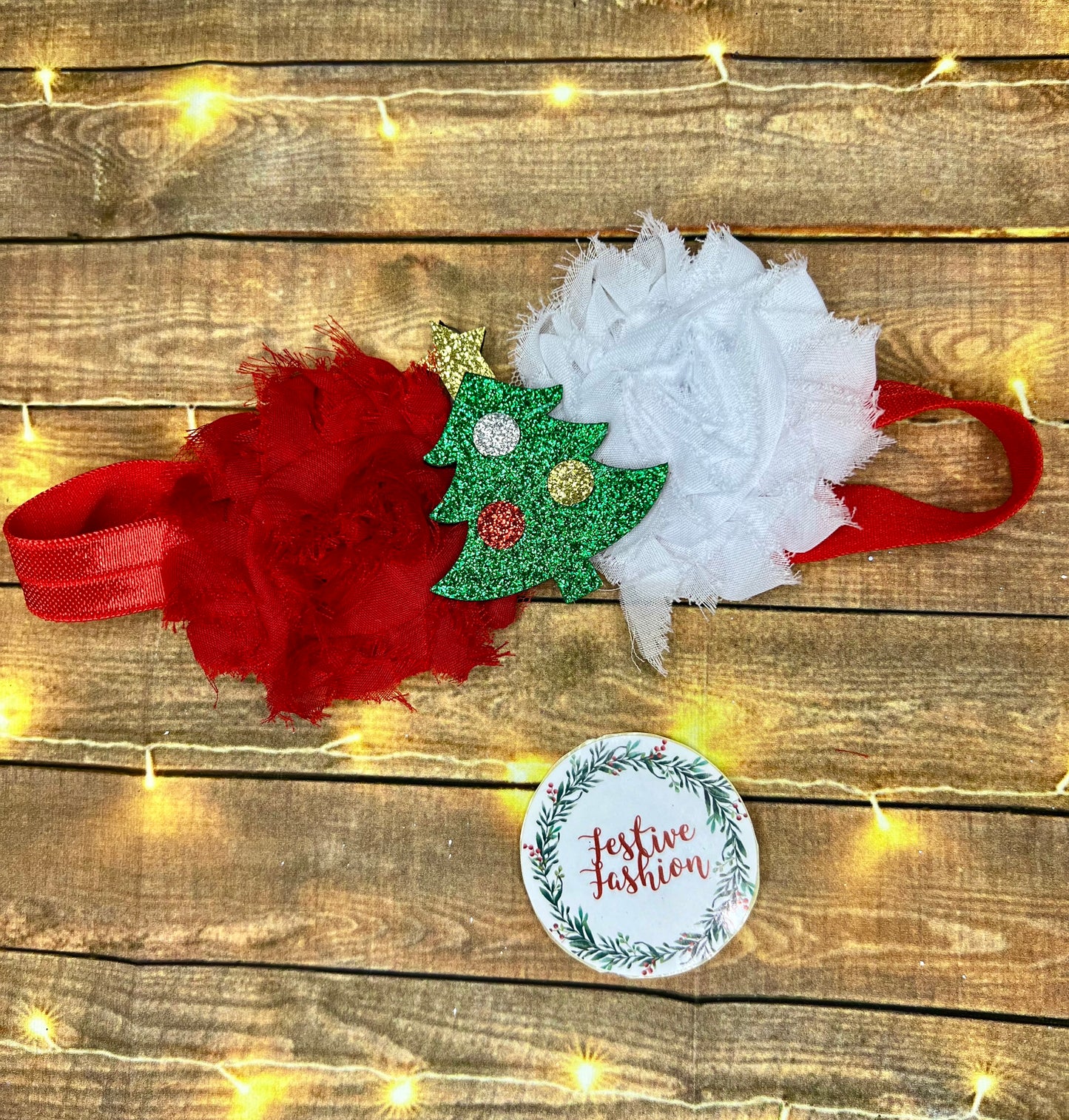 Baby Elastic Headband with Glittery Christmas Character (assorted designs)