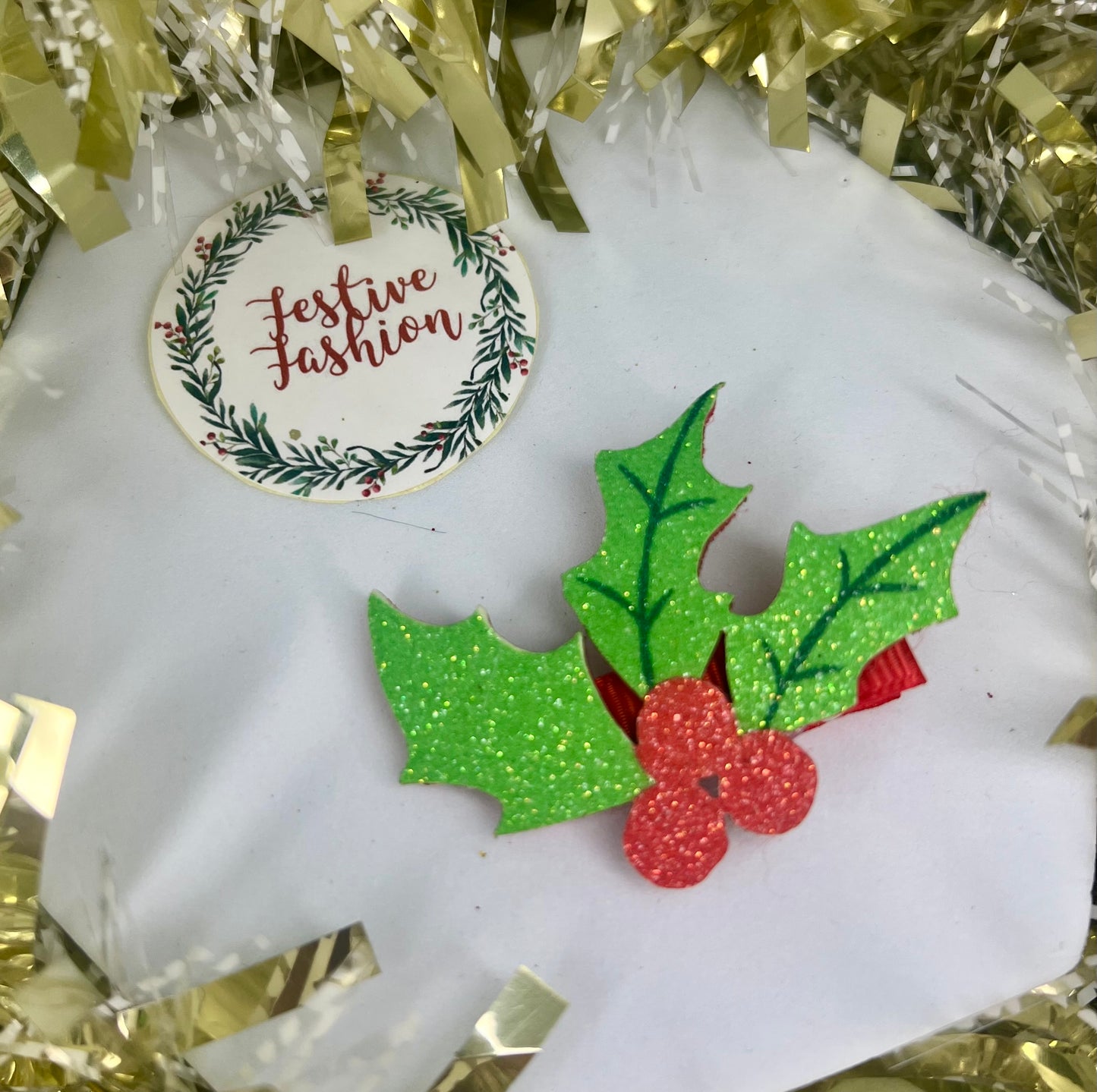 Set of 2 Large Glittery Christmas Character Hair Clips (assorted designs)