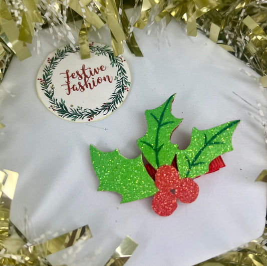 Set of 2 Large Glittery Christmas Character Hair Clips (assorted designs)